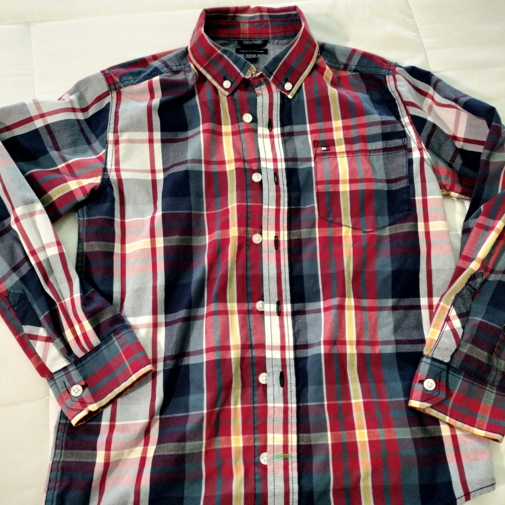 Tommy Hilfiger Boy's Plaid Shirt - Red and Blue